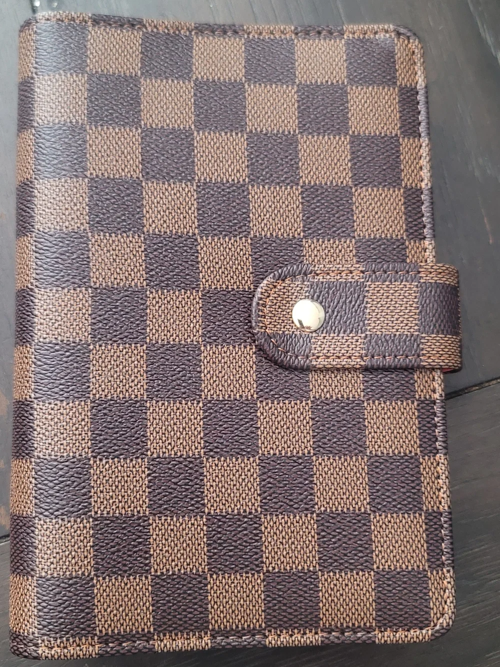 Checkerboard Brown Snap Closure Organizer